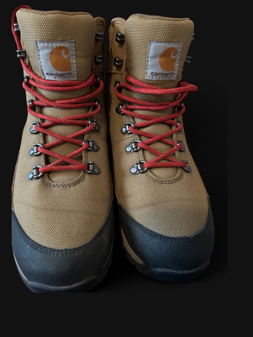 Carhartt Tan Work Boots with Red Laces
